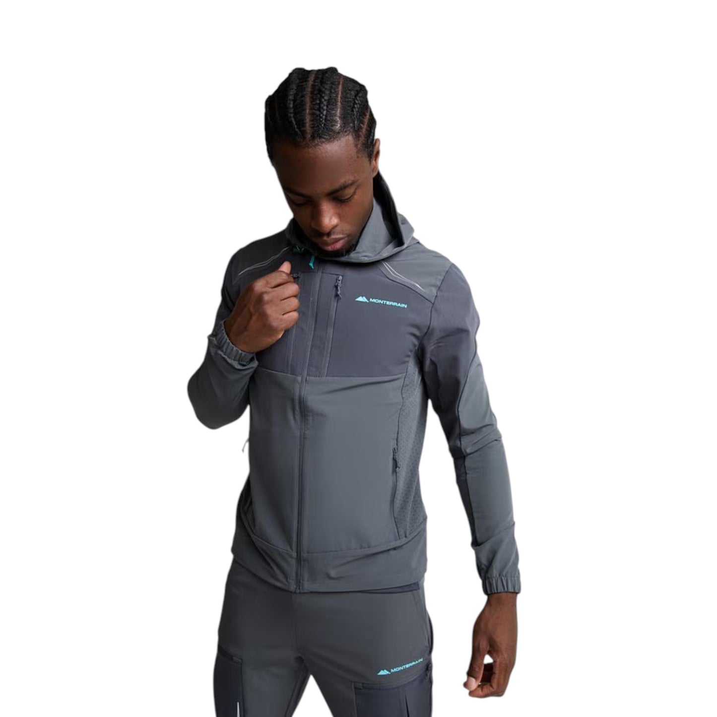 MONTERRAIN ORBIT WOVEN RUNNING HODDIE - BLUE/GRAY