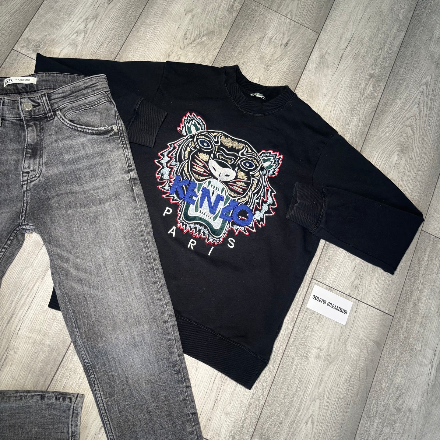 KENZO CREW NECK HOODIE - PRE LOVED - BLACK