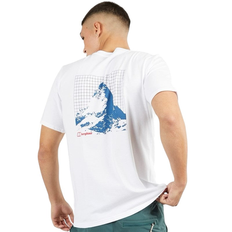 BERGHAUS MENS PEAK OF SYMMETRY T-SHIRT WHITE/BLUE