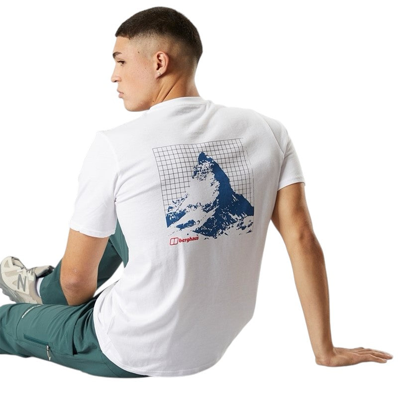 BERGHAUS MENS PEAK OF SYMMETRY T-SHIRT WHITE/BLUE