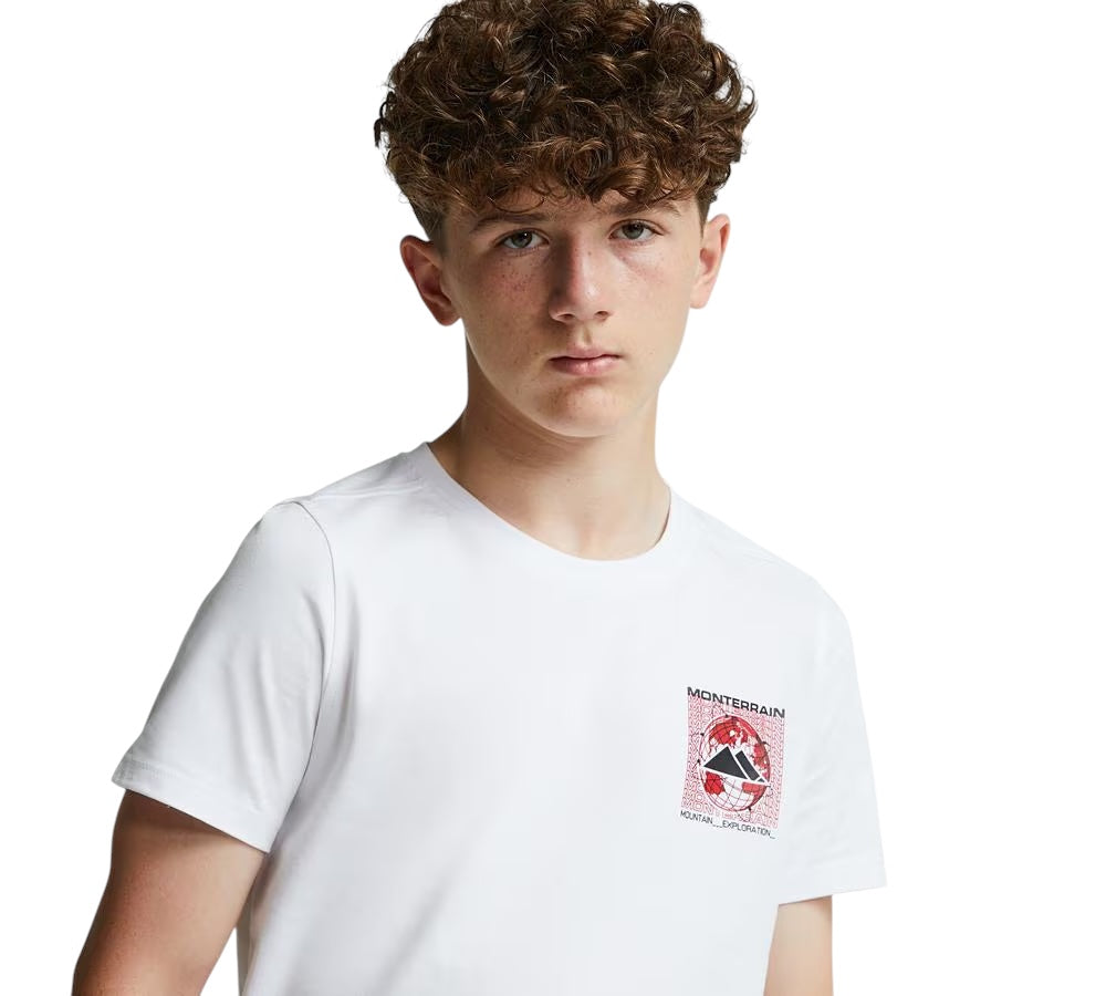 JUNIOR MONTERRAIN SATELLITE T-SHIRT - WHITE/RED