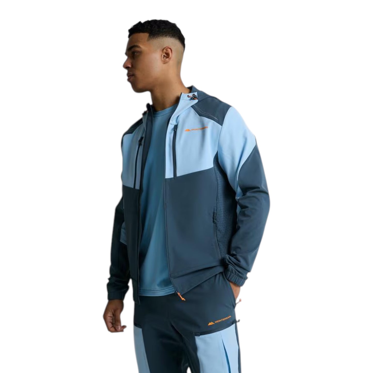 MONTERRAIN ORBIT WOVEN RUNNING HOODIE - BLUE/LIGHT BLUE