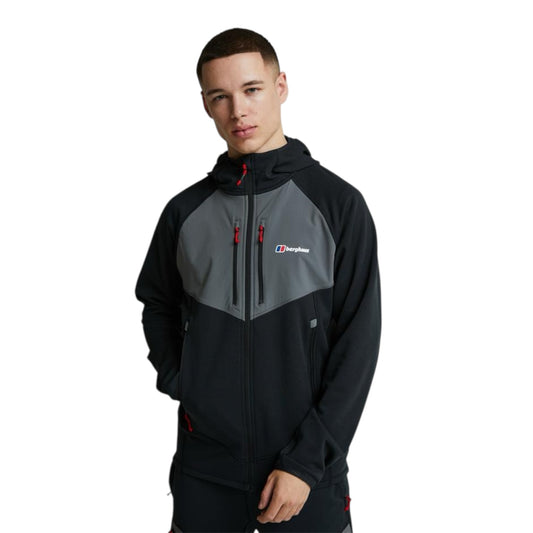BERGHAUS CAVERN FULL ZIP HOODIE  - BLACK/GREY/RED