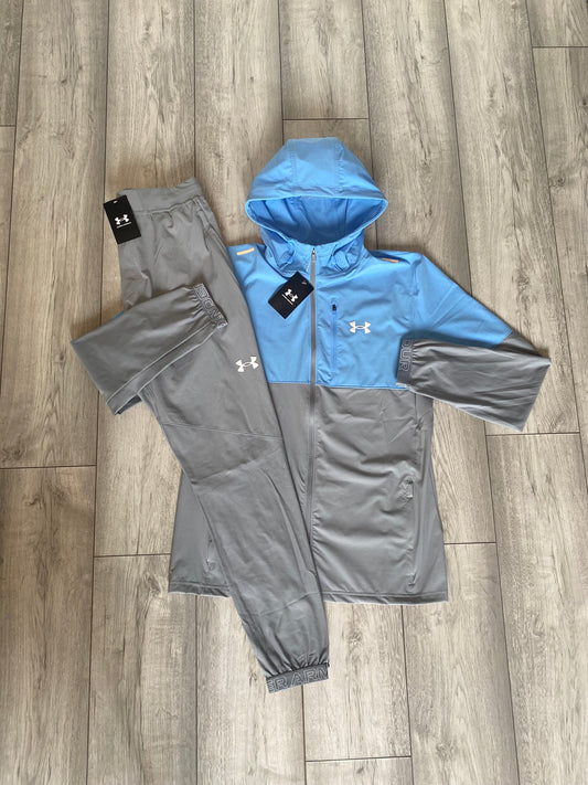 UNDER ARMOUR WINDBREAKER TRACKSUIT - BLUE/GREY