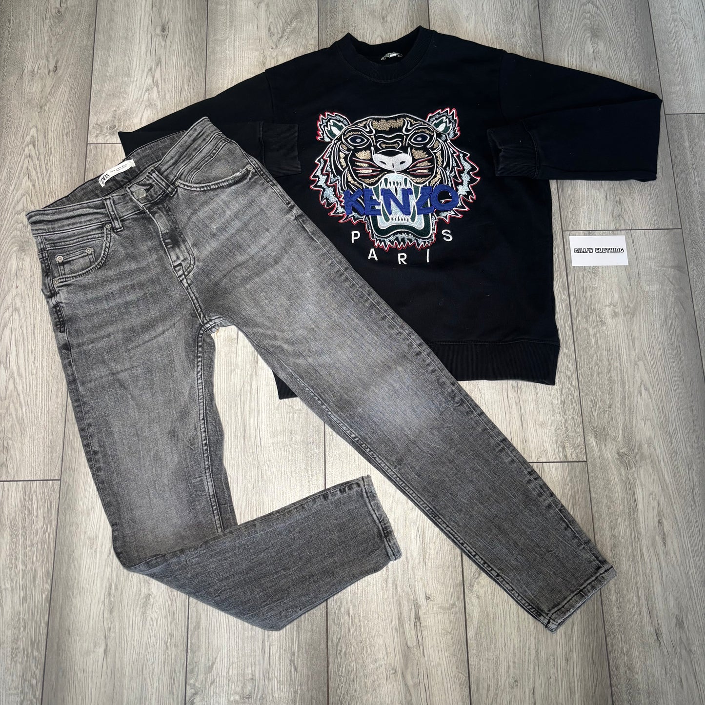 KENZO CREW NECK HOODIE - PRE LOVED - BLACK
