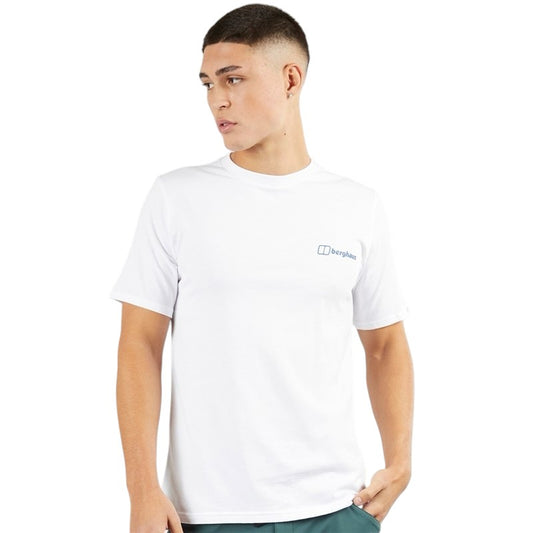 BERGHAUS MENS PEAK OF SYMMETRY T-SHIRT WHITE/BLUE