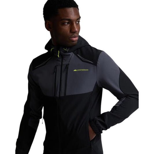 MONTERRAIN ORBIT WOVEN RUNNING HOODIE - BLACK/ URBAN CHARCOAL