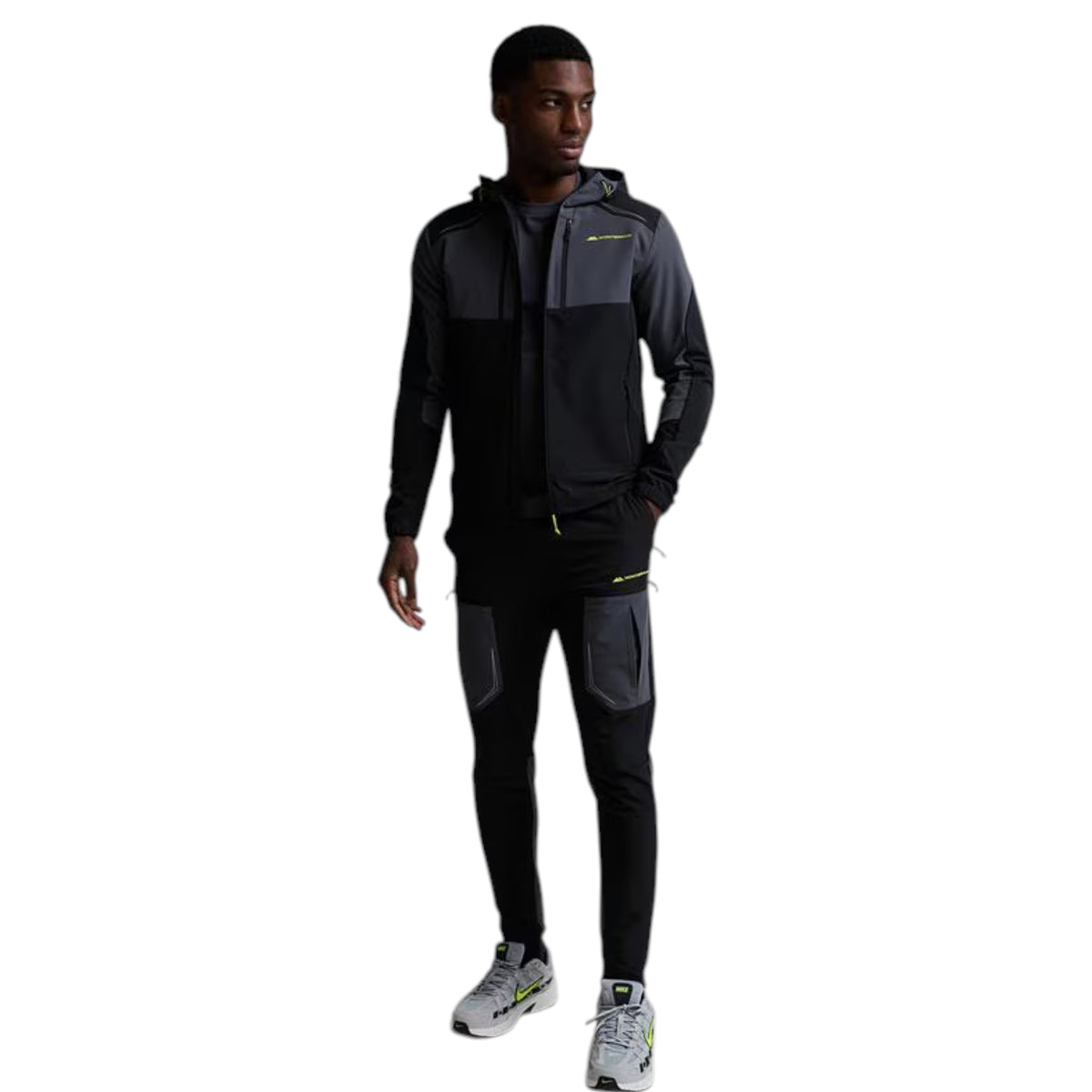 MONTERRAIN ORBIT WOVEN RUNNING HOODIE - BLACK/ URBAN CHARCOAL